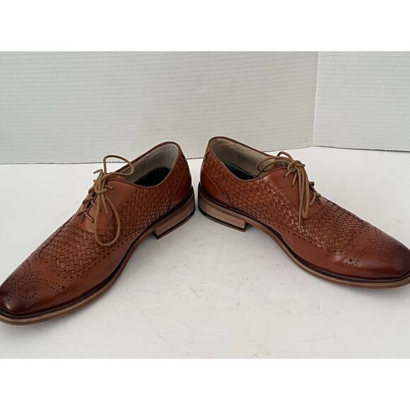 NWOT Men\'s Zanzara Tan Leather Wing Tip Basket Weave Oxford ZELC2174 Size 9 main image 9